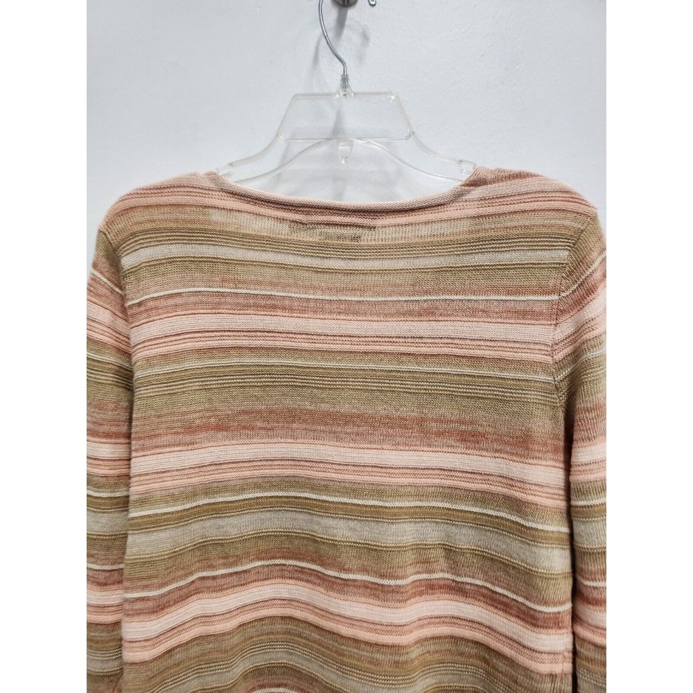 Lauren Ralph Lauren Denim Womens Sweater Medium Beige Linen Blend Striped Tunic - Picture 8 of 8